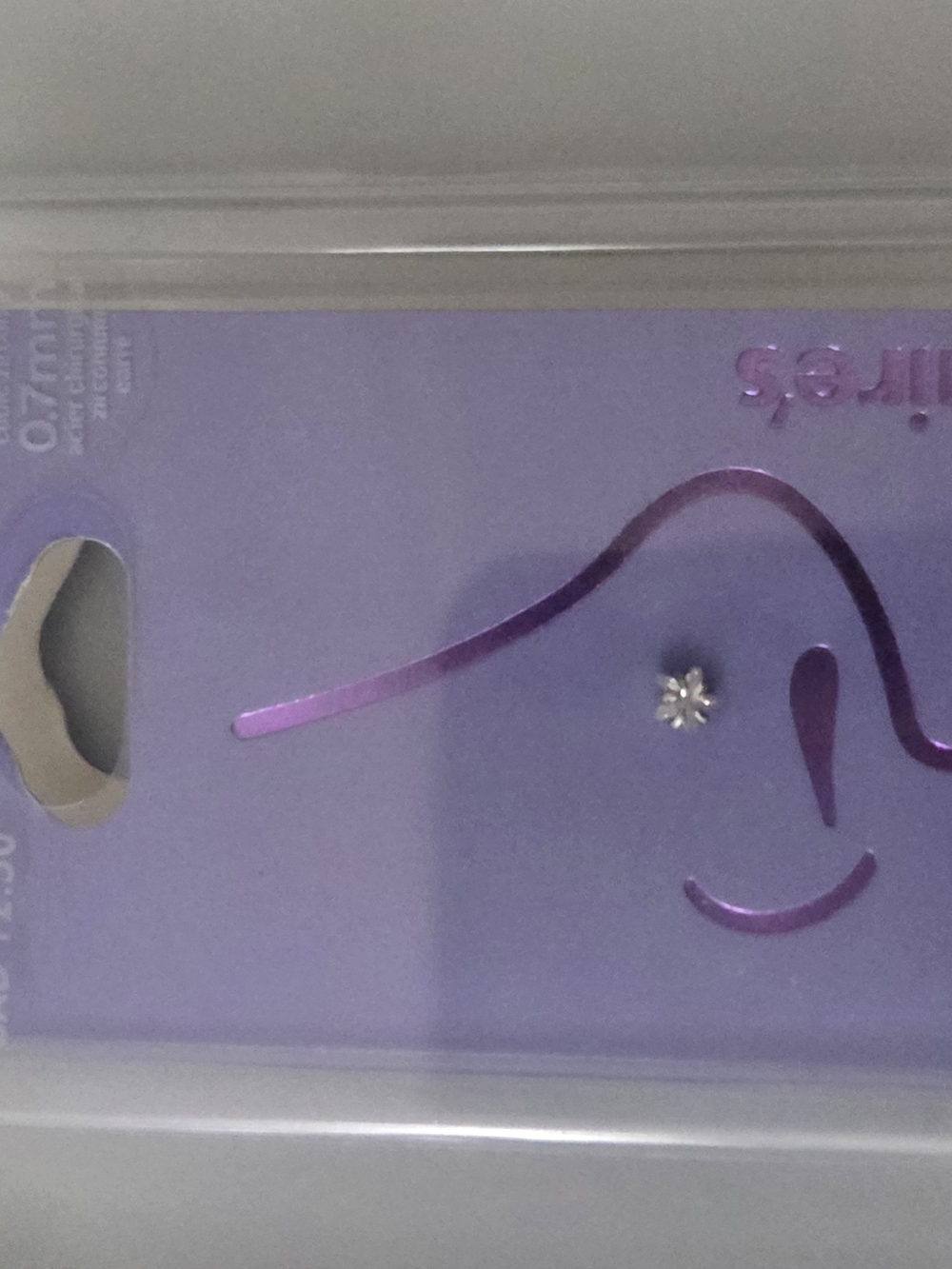 Claire's 22G Stainless Steel Cubic Zirconia Nose Stud 0.7mm Clear Crystal New